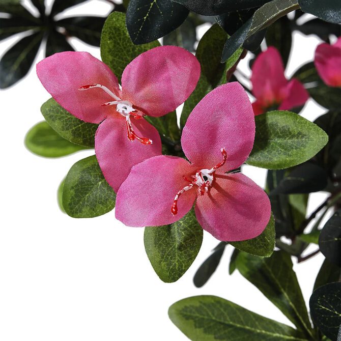 Artificial Bougainvillea Decorative Plant in Planter Garden Lifelike Faux Plants with Wood Trunk and Pink Flowers