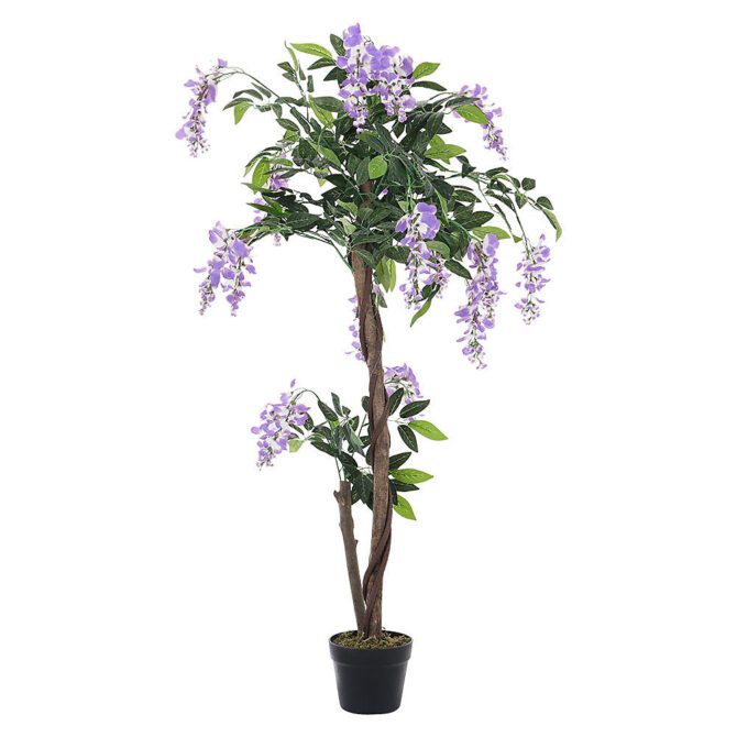 Artificial Plant Fake Wisteria Flower Tree Indoor Outdoor Decorative Plant in Black Pot 120 cm